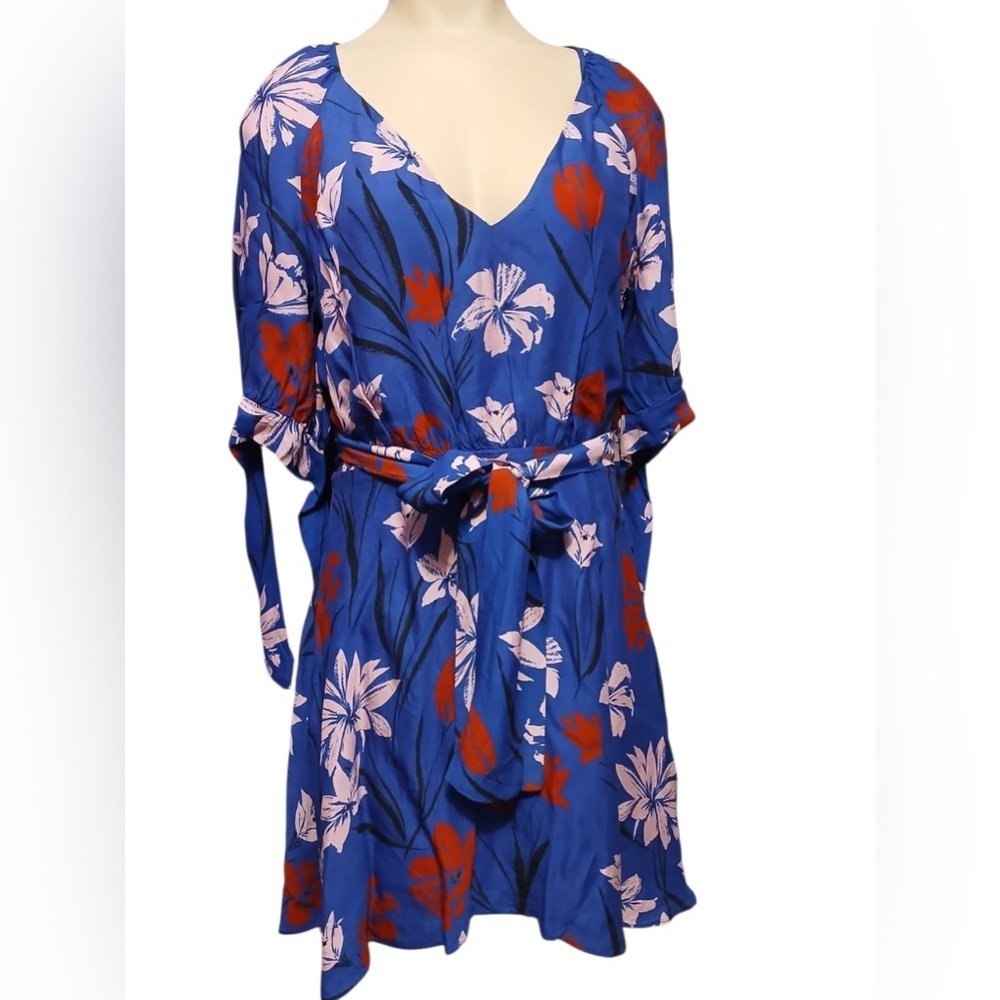 TALULAH Vibrant Blue and Red Floral Mini Dress - Picture 9 of 15